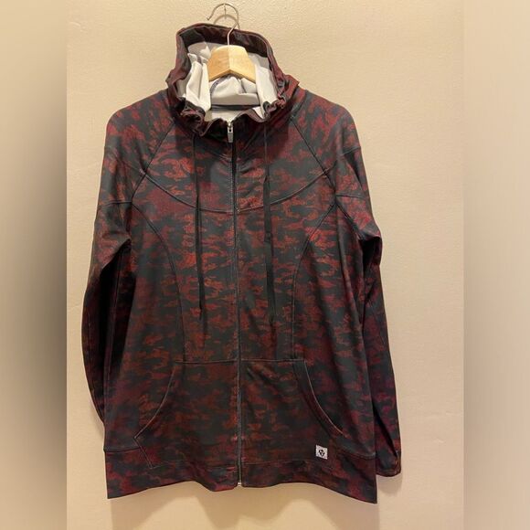 Anne Klein Sport full Zip hoodie black/muted red jacket L - Picture 1 of 8